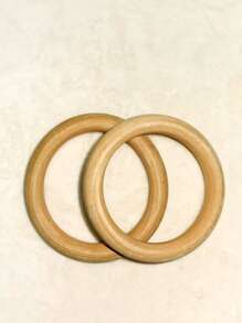 2入組/套波西米亞木頭圓形手鐲適合女士DIY首飾製作 - 米色 - 查看 1