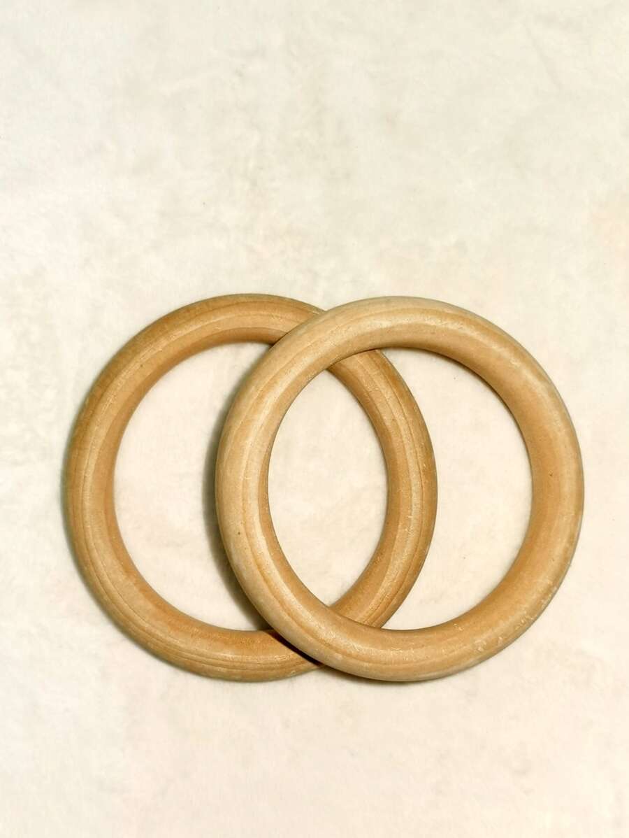 2入組/套波西米亞木頭圓形手鐲適合女士DIY首飾製作 - 米色 - 查看 1