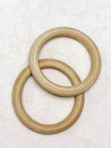 2入組/套波西米亞木頭圓形手鐲適合女士DIY首飾製作 - 米色 - 查看 2