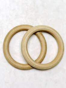 2入組/套波西米亞木頭圓形手鐲適合女士DIY首飾製作 - 米色 - 查看 3