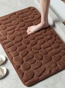 1pc/3pcs Coffee Brown Stone Embossed High Rebound Absorbent Non-Slip Bath Mat Single Set And 3-Piece Set, Bathroom Decorative Floor Mat Bath Rug Floor Carpet Outdoor Rug Door Mat Fall Decor Bathroom Accessories Back To School Entryway Decor - Coffee Brown - View 5