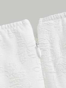 SHEIN MOD 雞心領口泡泡袖荷葉邊連衣裙