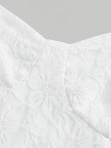 SHEIN MOD Vestido de tirantes jacquard bajo con fruncido - Blanco - Ver 3