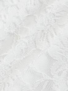 SHEIN MOD Vestido de tirantes jacquard bajo con fruncido - Blanco - Ver 4