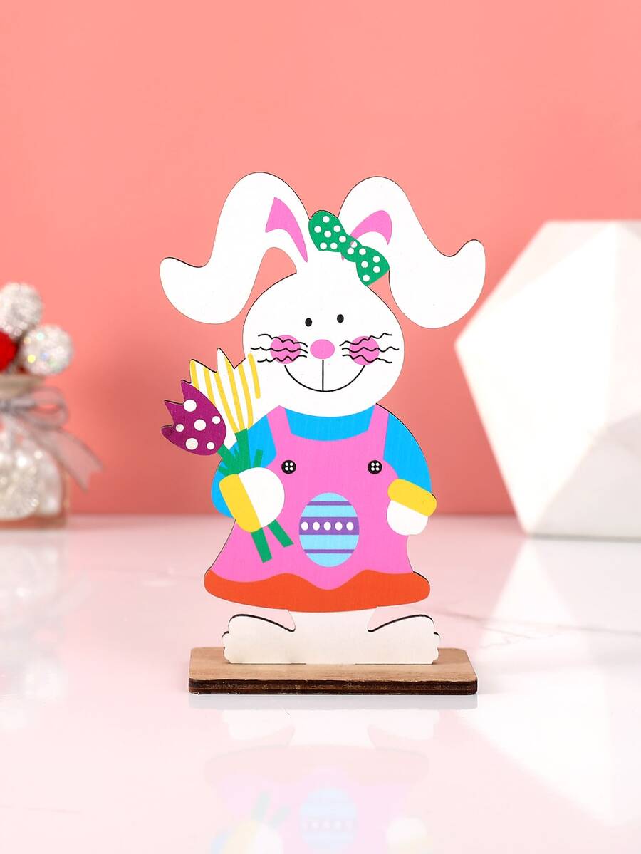 1pc Easter Rabbit Design Decoration Craft - Multicolor - View 1