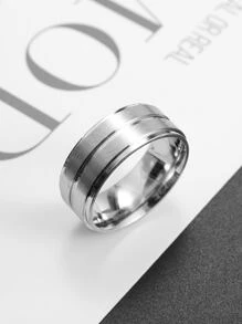 Nhẫn nam thời trang và được ưa chuộng Tối giản bằng thép không gỉ để làm quà tặng trang sức và cho vẻ ngoài sành điệu - Bạc - Xem 1