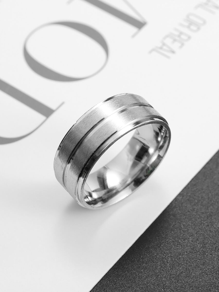 Nhẫn nam thời trang và được ưa chuộng Tối giản bằng thép không gỉ để làm quà tặng trang sức và cho vẻ ngoài sành điệu - Bạc - Xem 1
