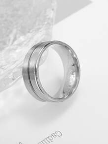 Nhẫn nam thời trang và được ưa chuộng Tối giản bằng thép không gỉ để làm quà tặng trang sức và cho vẻ ngoài sành điệu - Bạc - Xem 2