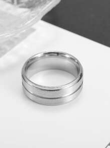 Nhẫn nam thời trang và được ưa chuộng Tối giản bằng thép không gỉ để làm quà tặng trang sức và cho vẻ ngoài sành điệu - Bạc - Xem 3