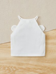 SHEIN Young Girl Toddler Girls Cartoon Graphic 3D Ear Design Halter Top - White - View 3