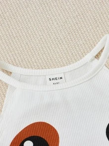 SHEIN Young Girl Toddler Girls Cartoon Graphic 3D Ear Design Halter Top - White - View 4