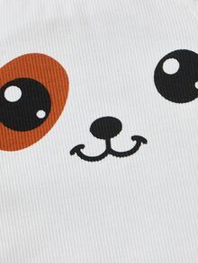 SHEIN Young Girl Toddler Girls Cartoon Graphic 3D Ear Design Halter Top - White - View 5