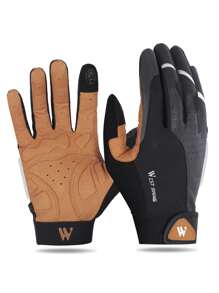 WEST BIKING Găng tay thể thao màn hình cảm ứng đồ họa bảng chữ cái 1 đôi - màu đen - Xem 1