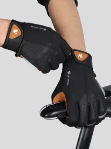 WEST BIKING Găng tay thể thao màn hình cảm ứng đồ họa bảng chữ cái 1 đôi - màu đen - Xem 4