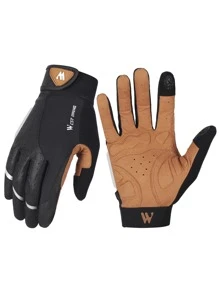 WEST BIKING Găng tay thể thao màn hình cảm ứng đồ họa bảng chữ cái 1 đôi - màu đen - Xem 2