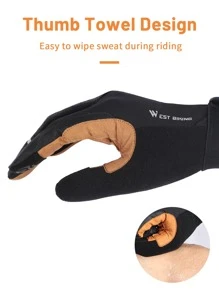 WEST BIKING Găng tay thể thao màn hình cảm ứng đồ họa bảng chữ cái 1 đôi - màu đen - Xem 5