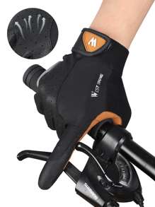 WEST BIKING Găng tay thể thao màn hình cảm ứng đồ họa bảng chữ cái 1 đôi - màu đen - Xem 7