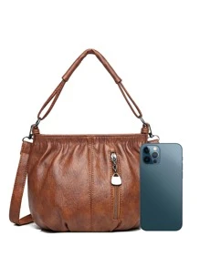 Women's Bag Handbag 2023 New Women's Bag European And American Fashion Vintage Bag Shoulder Multi-Layer Large Capacity Cross-Body Bag Small Bag - Brown - View 3