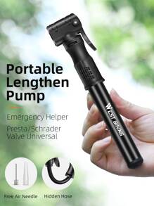 WEST BIKING 1set Portable Outdoor Bicycle Pump - Black - View 8
