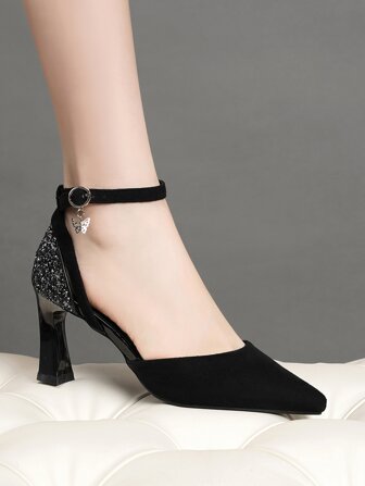 秋冬女士珠光露跟高跟鞋，时尚舒适百搭，优雅派对风。