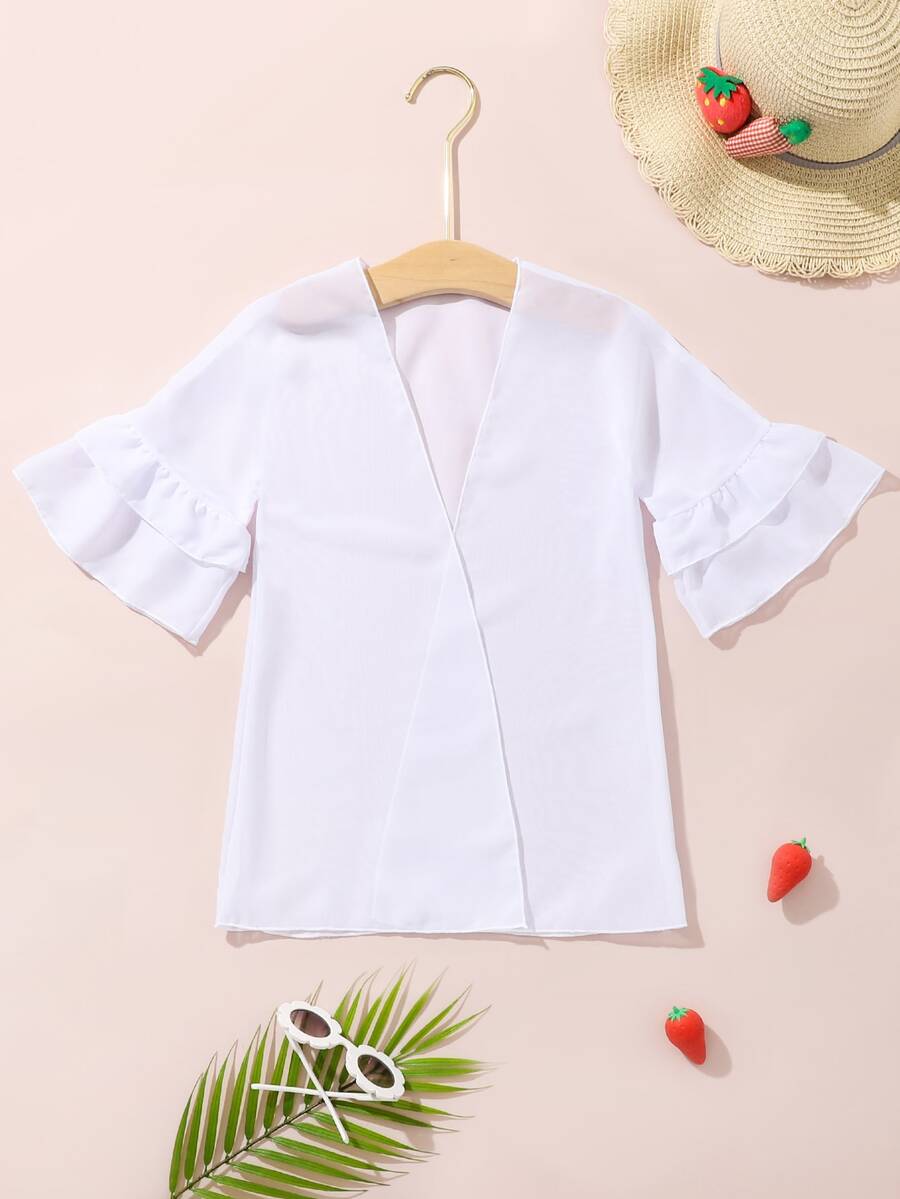 小女童荷葉邊荷葉袖和服罩衫