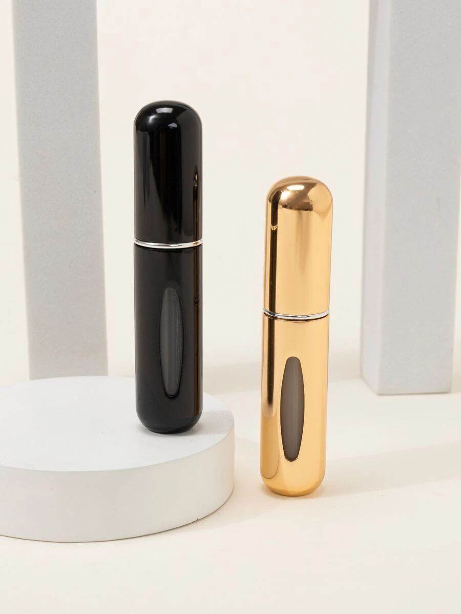 2pcs/Pack 5ml Bottom Refillable Perfume Bottle With Funnel And Spray, Black And Gold, Living Room Home Bedroom Bathroom House Decor, Travel Stuff, Wedding, Party, Birthday, Gifts For Men Mom Dad Friends, New Years, Accessories, Funny Gift - Multicolor - View 1