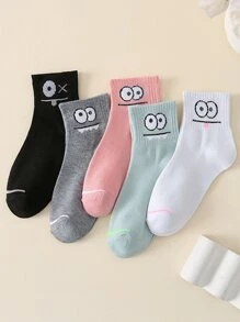 5pairs Men Best Socks Expression Pattern Crew Socks - Multicolor - View 1