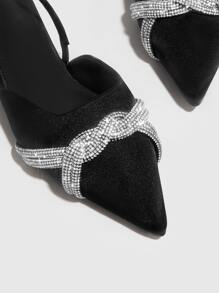 CUCCOO CHICEST 水鑽裝飾露跟平底鞋 - 黑色 - 查看 3