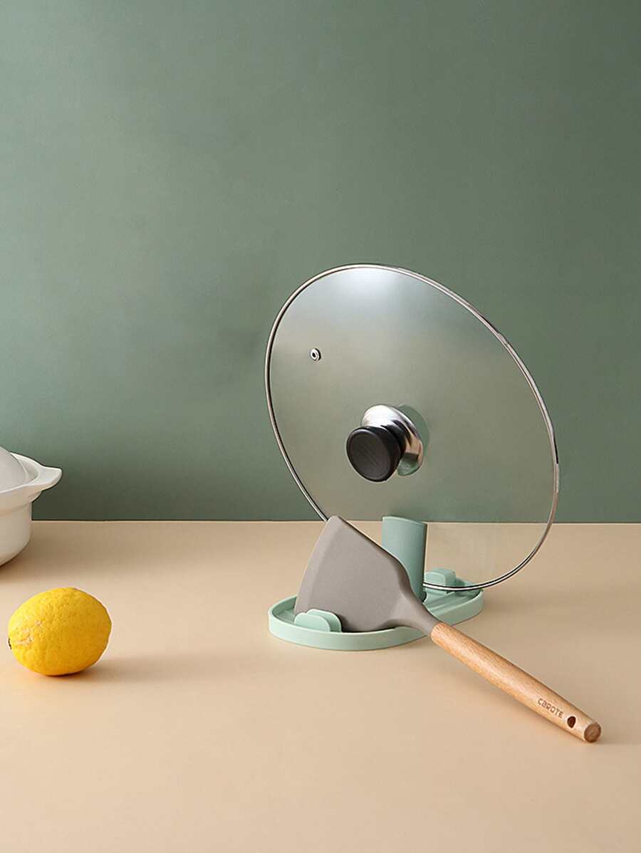 1pc Foldable Kitchen Drain, Simple Practical Pot Lid Holder - Green - View 1