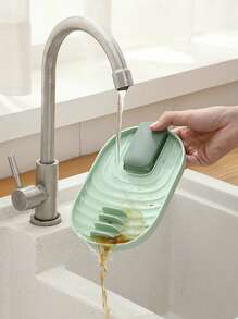 1pc Foldable Kitchen Drain, Simple Practical Pot Lid Holder - Green - View 2