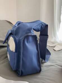 Bolso hobo con diseño de parche de letra con con diseño de dibujos animados - Azul - Ver 4