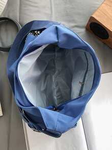 Bolso hobo con diseño de parche de letra con con diseño de dibujos animados - Azul - Ver 7