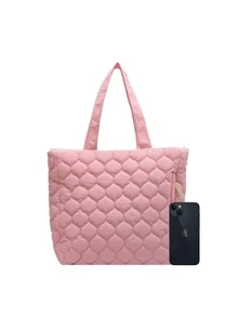 Quilted Detail Shoulder Tote Bag - Pink - View 5