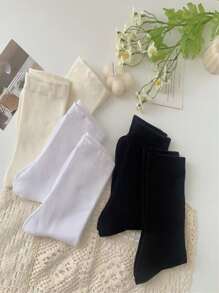 6 pares Calcetines de tripulación unicolor - Multicolor - Ver 1