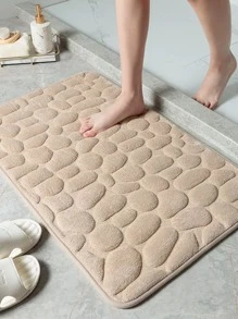 1 tấm thảm nhà tắm chạm nổi bằng đá cuội, miếng bọt biển hoạt tính, thảm nhà tắm có thể giặt được, thấm nước nhanh, không trơn trượt, có thể giặt được, thảm dày, mềm mại và thoải mái cho phòng tắm - Màu be - Xem 1