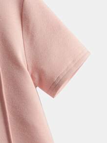 SHEIN Boys Quarter Zip Polo Shirt - Baby Pink - View 3