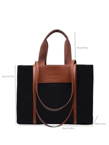 Letter Embossed Shoulder Tote Bag - Multicolor - View 3