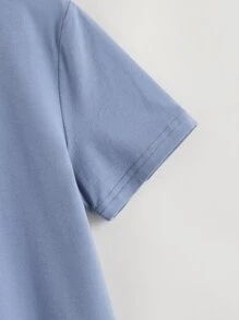 SHEIN Tween Boy Slogan Graphic Tee - Dusty Blue - View 3