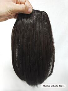 Short Straight Synthetic Hair Topper - Black - View 2