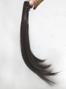 Short Straight Synthetic Hair Topper - Black - View 3