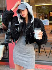 DAZY Đầm bodycon trơn, Đầm suông, Đầm ngắn, Đầm thường ngày cho nữ - Xám - Xem 5