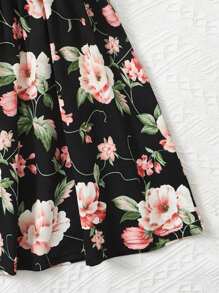 SHEIN Tween Girl Floral Print Ruffle Trim Dress - Multicolor - View 4