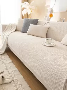 1 chiếc khăn sofa màu trơn - Màu be - Xem 1