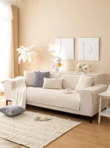 1 chiếc khăn sofa màu trơn - Màu be - Xem 4