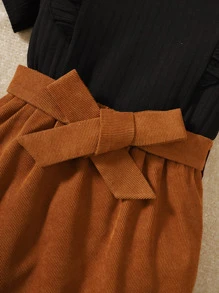 Girls Ruffle Trim Tee & Belted Skirt - Multicolor - View 4