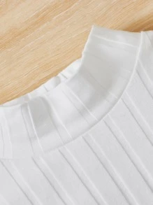 SHEIN Tank Tops & Camis Bé Gái Dây kéo Thắt nút Gân đan màu trơn Giải trí - trắng - Xem 3