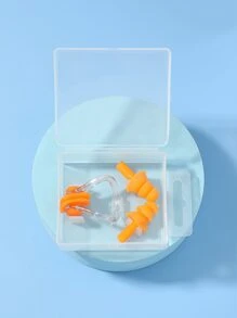 NOVDEARM 1 Juego Juego De Tapones Para Los Oídos Y Clip De Nariz De Silicona Naranja - Naranja - Ver 1