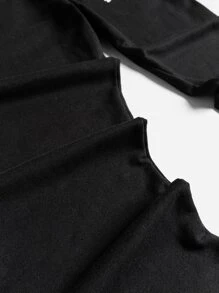 RueChic Men Letter Graphic Drawstring Waist Trousers - Black - View 5