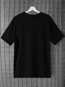 RueChic Camiseta casual de manga corta con cuello redondo y estampado de oso de dibujos animados para hombre - Negro - Ver 2
