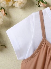 Niñas Camiseta unicolor & Vestido de tirantes bajo con fruncido - Multicolor - Ver 5